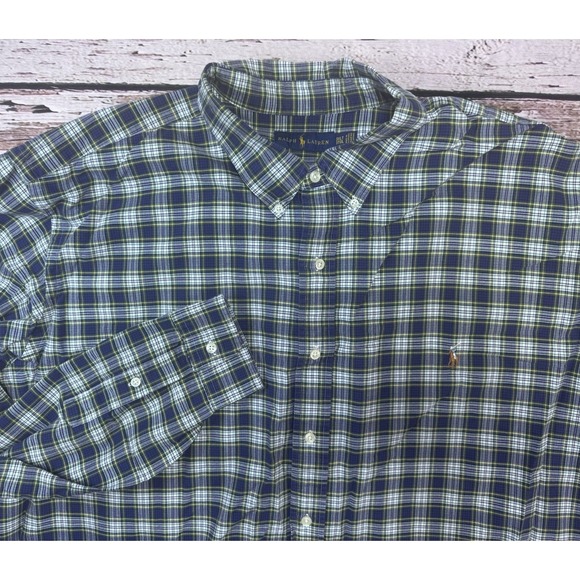 Ralph Lauren Other - RALPH LAUREN 3XLT Tall Mens Blue Green Plaid‎ Shirt Holiday Cotton